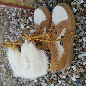 Oscar Fur Boots Lace up Made in Italy Sz38